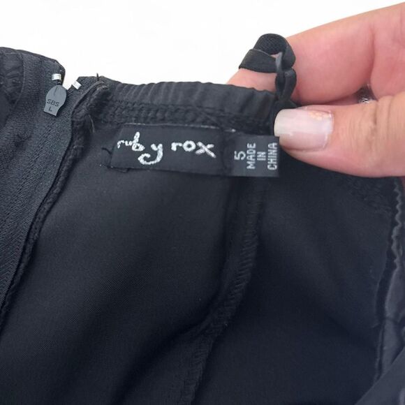 Y2K Vintage Ruby Rox Grunge Black Silver floral bubble hem mini dress | Size 5 - Picture 8 of 8